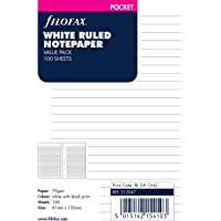 Filofax Pocket - Recambio para agenda de anillas- hojas rayadas para notas- paquete de oferta- color blanco